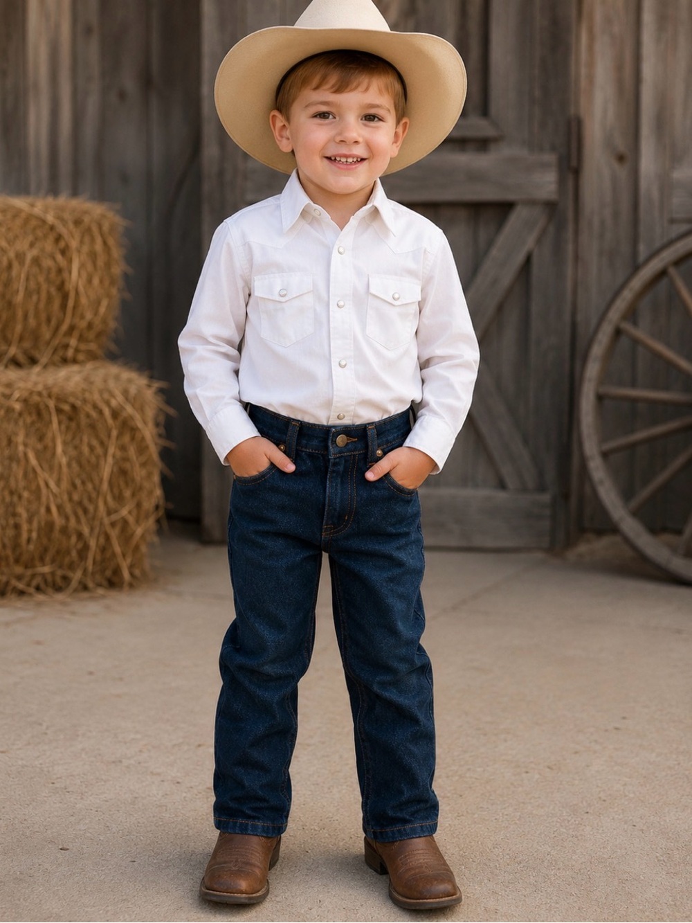 Wrangler White Western Button Shirt and Wrangler jeans bundle